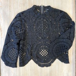 Forever 21 Lace Crop Top - Black